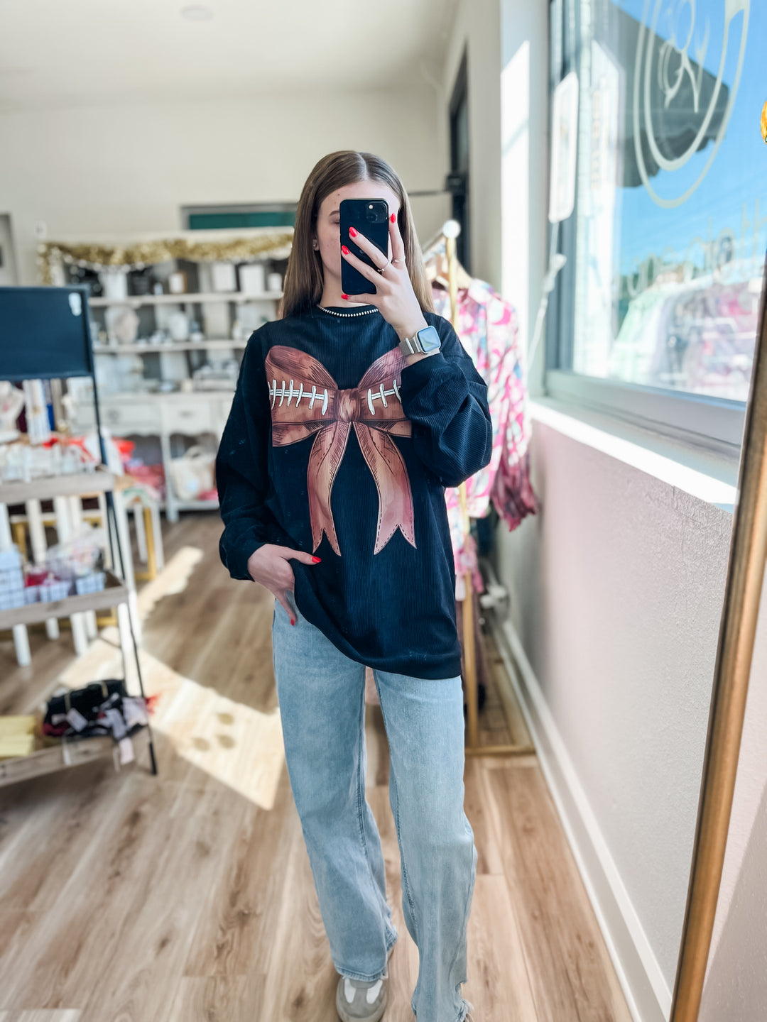 Football Bow Corded Crew