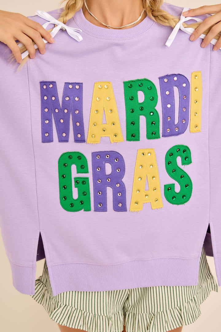 Purple sweatshirt with &
