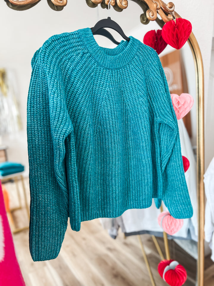 Teal Cableknit Sweater