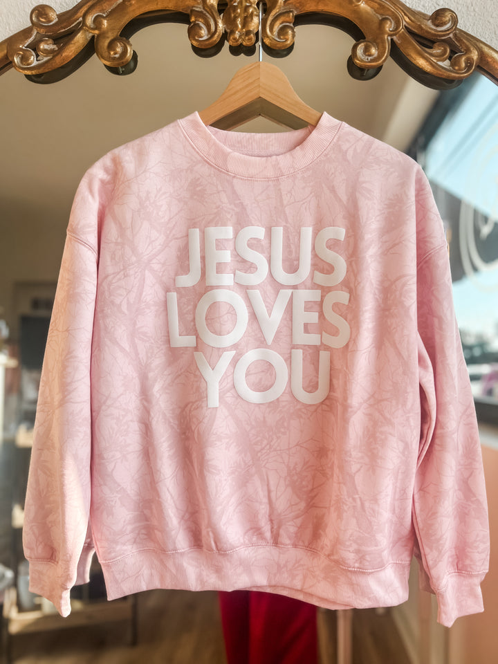 Pink camouflage sweatshirt with &