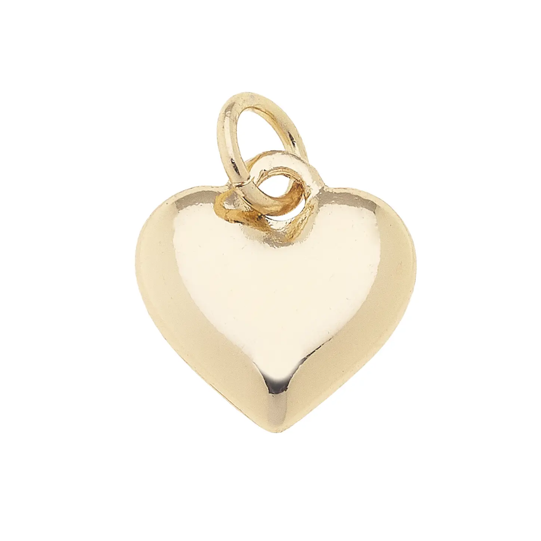 Gold heart-shaped pendant charm on a white background
