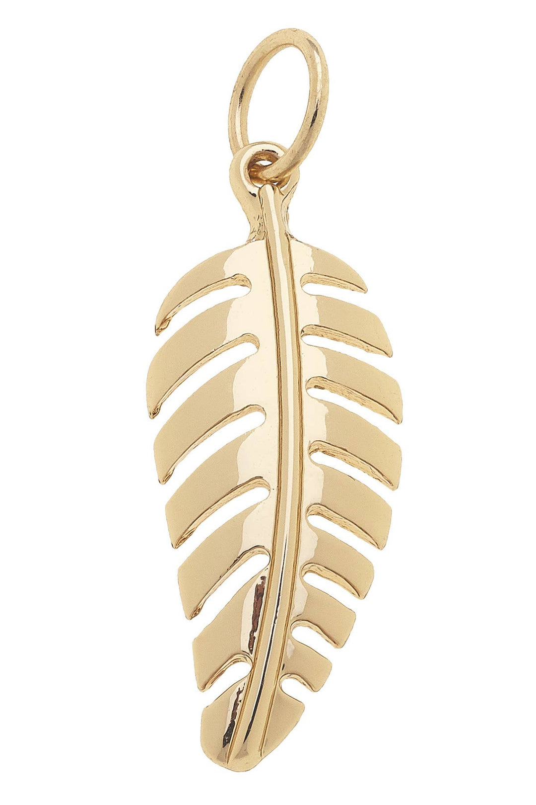A shiny gold palm leaf charm