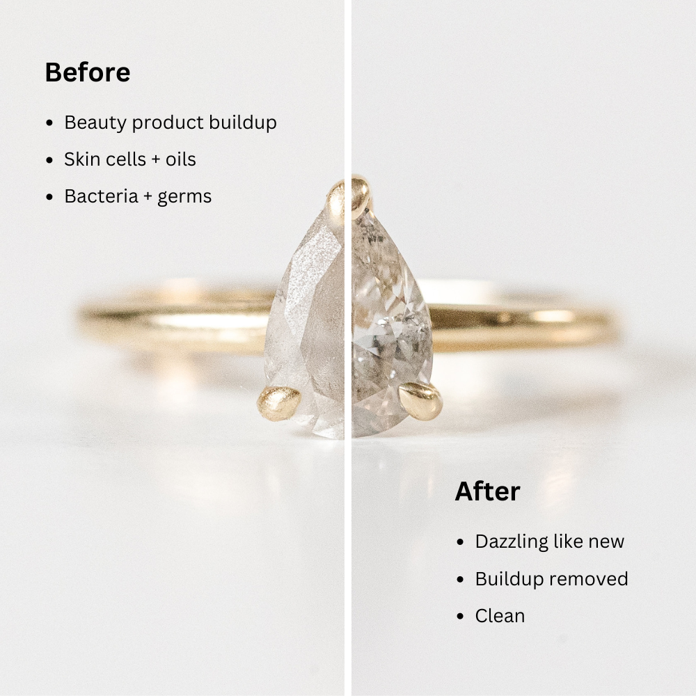 Before and after using Shinery jewelry soap