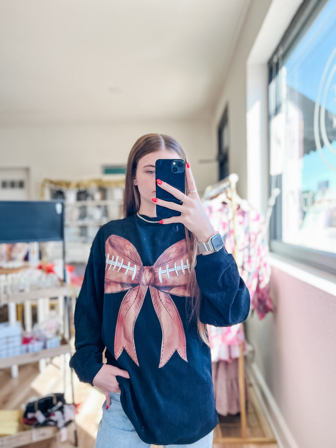 Football Bow Corded Crew