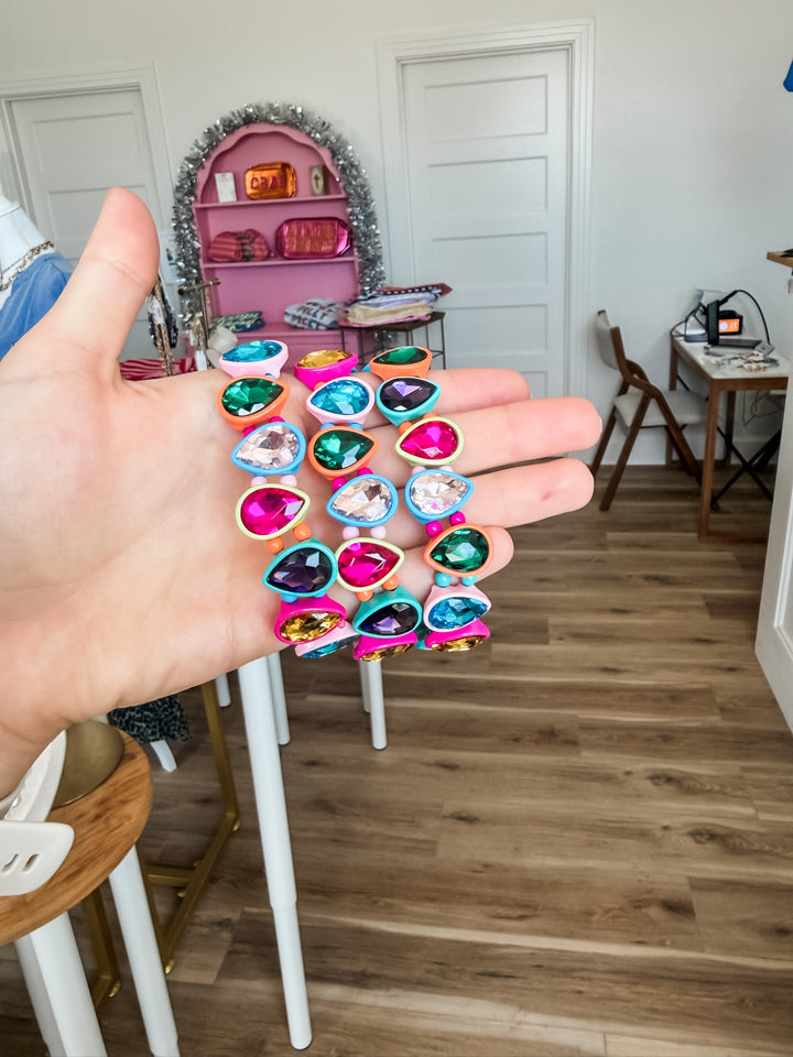 Colorful teardrop enamel bracelet