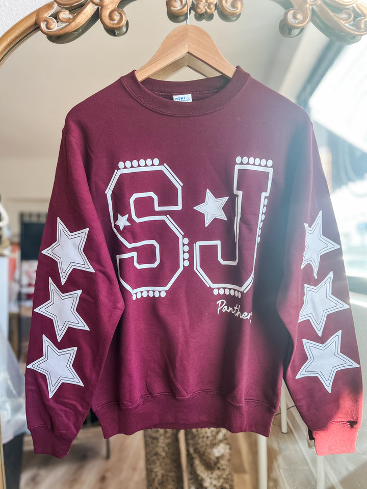 Maroon sweatshirt with &