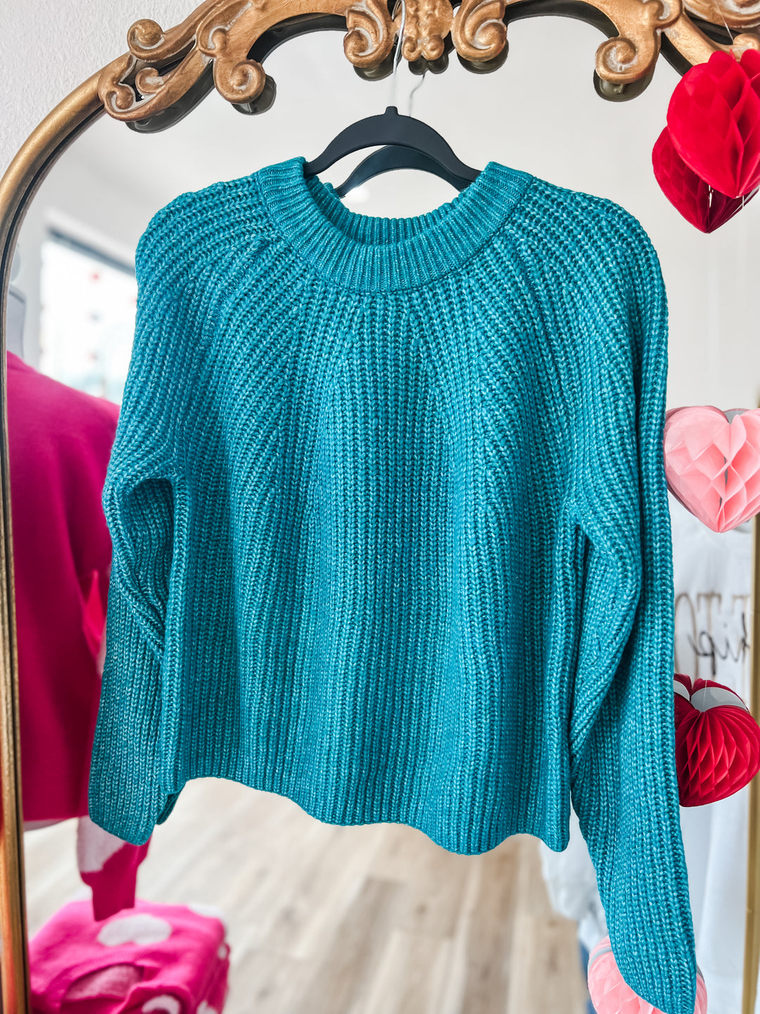 Teal Cableknit Sweater