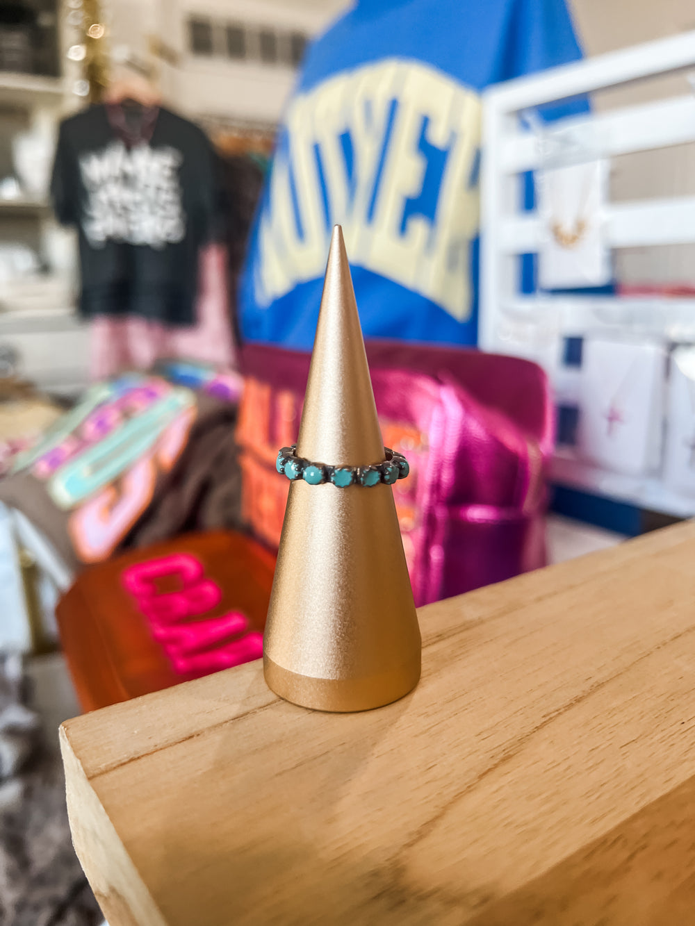 One turquoise stacking ring