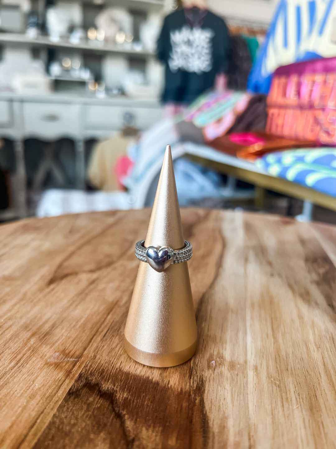 silver bubble heart ring