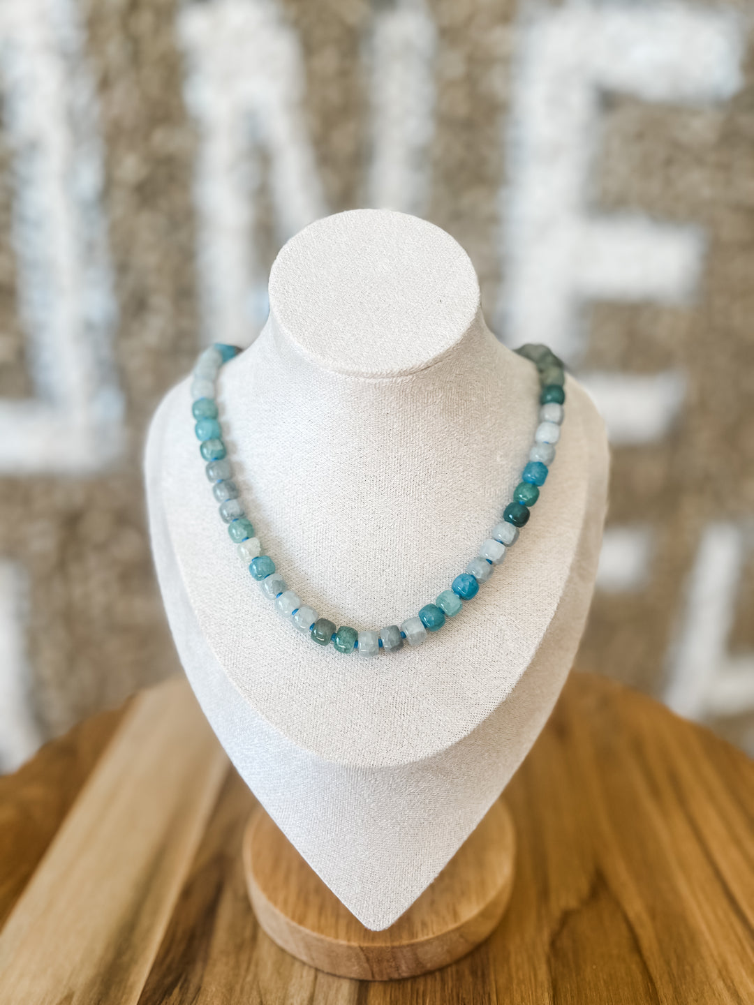 Teal, turquoise beaded necklace