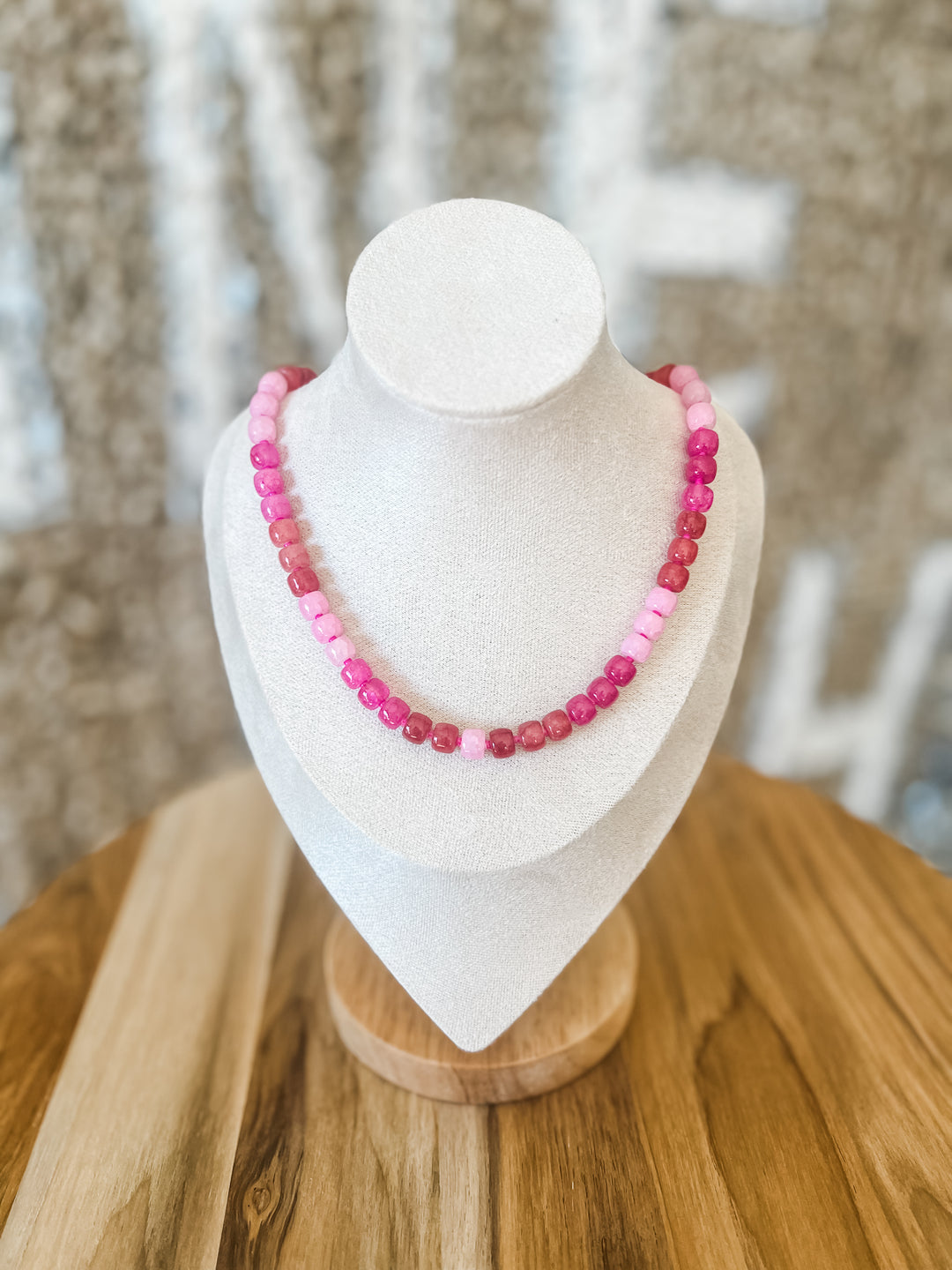 Blush and pink beaded necklace