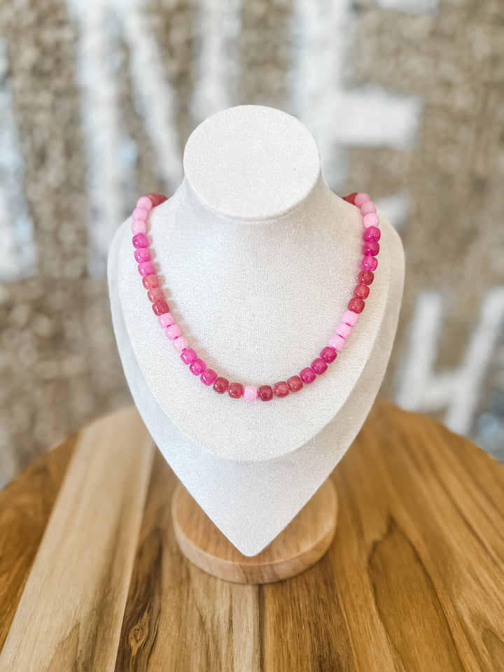 Blush and pink beaded necklace