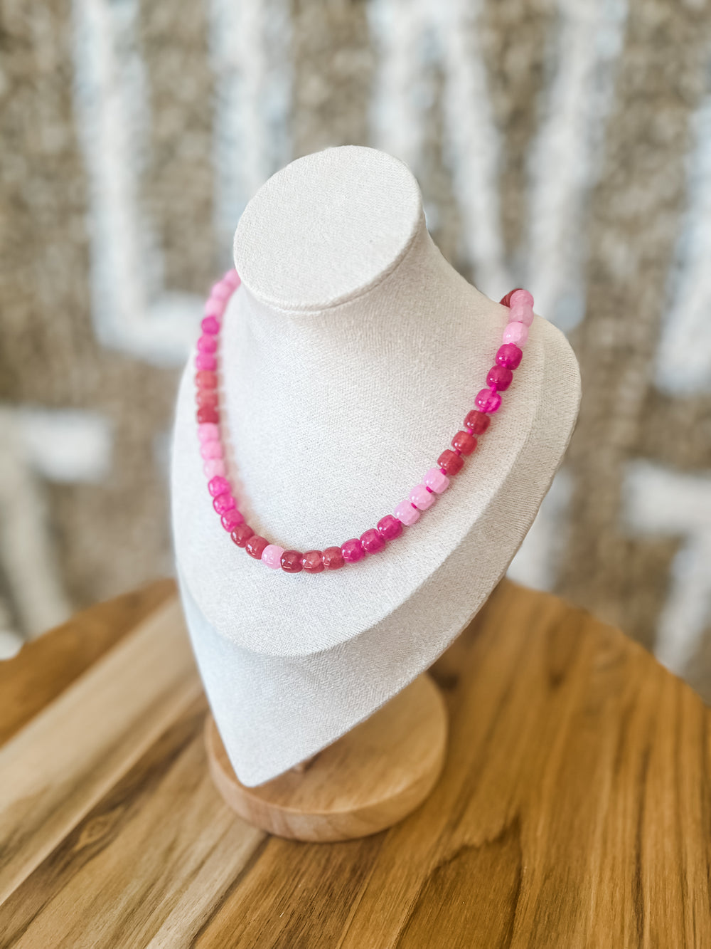 Blush and pink beaded necklace