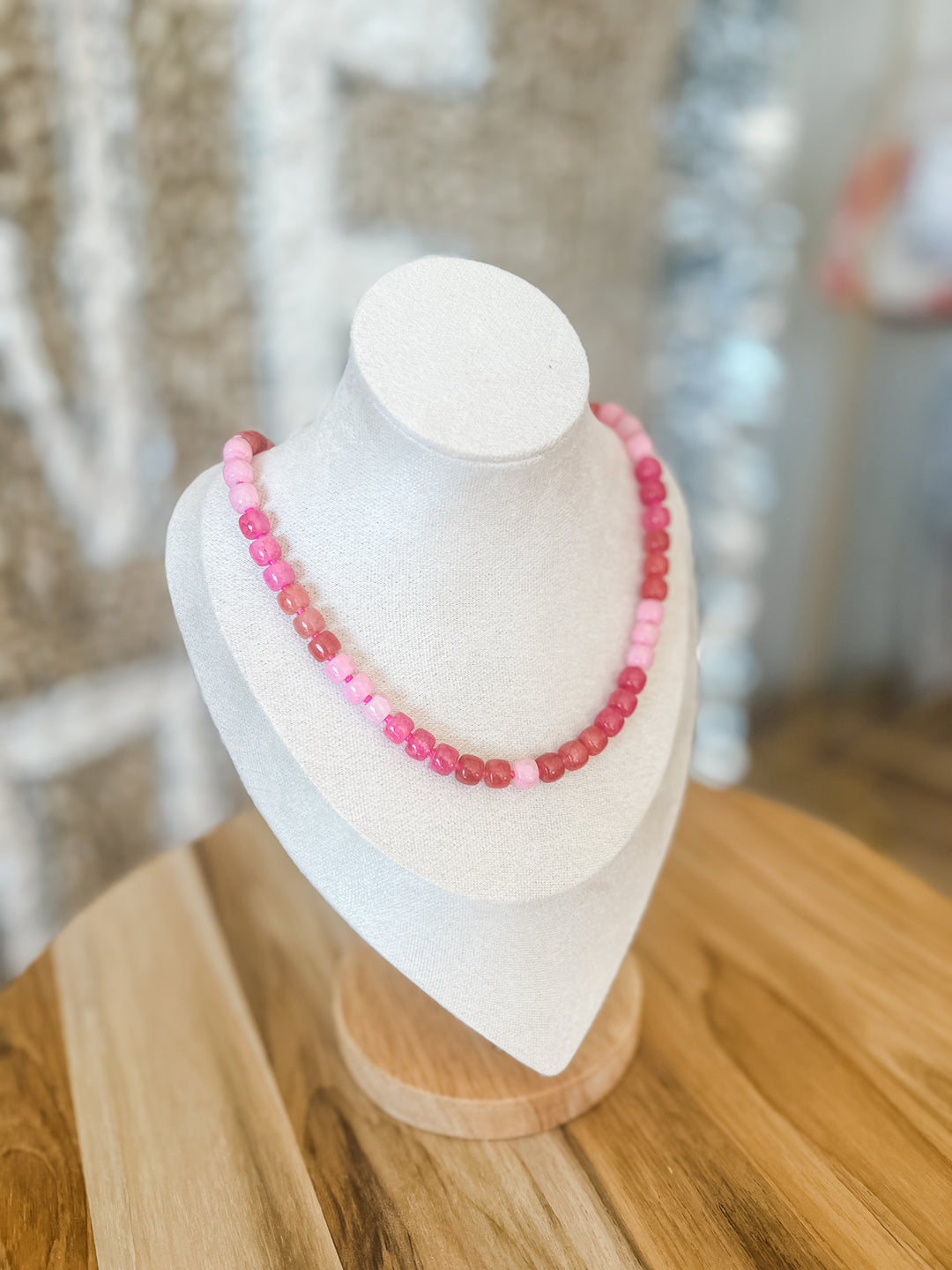Blush and pink beaded necklace
