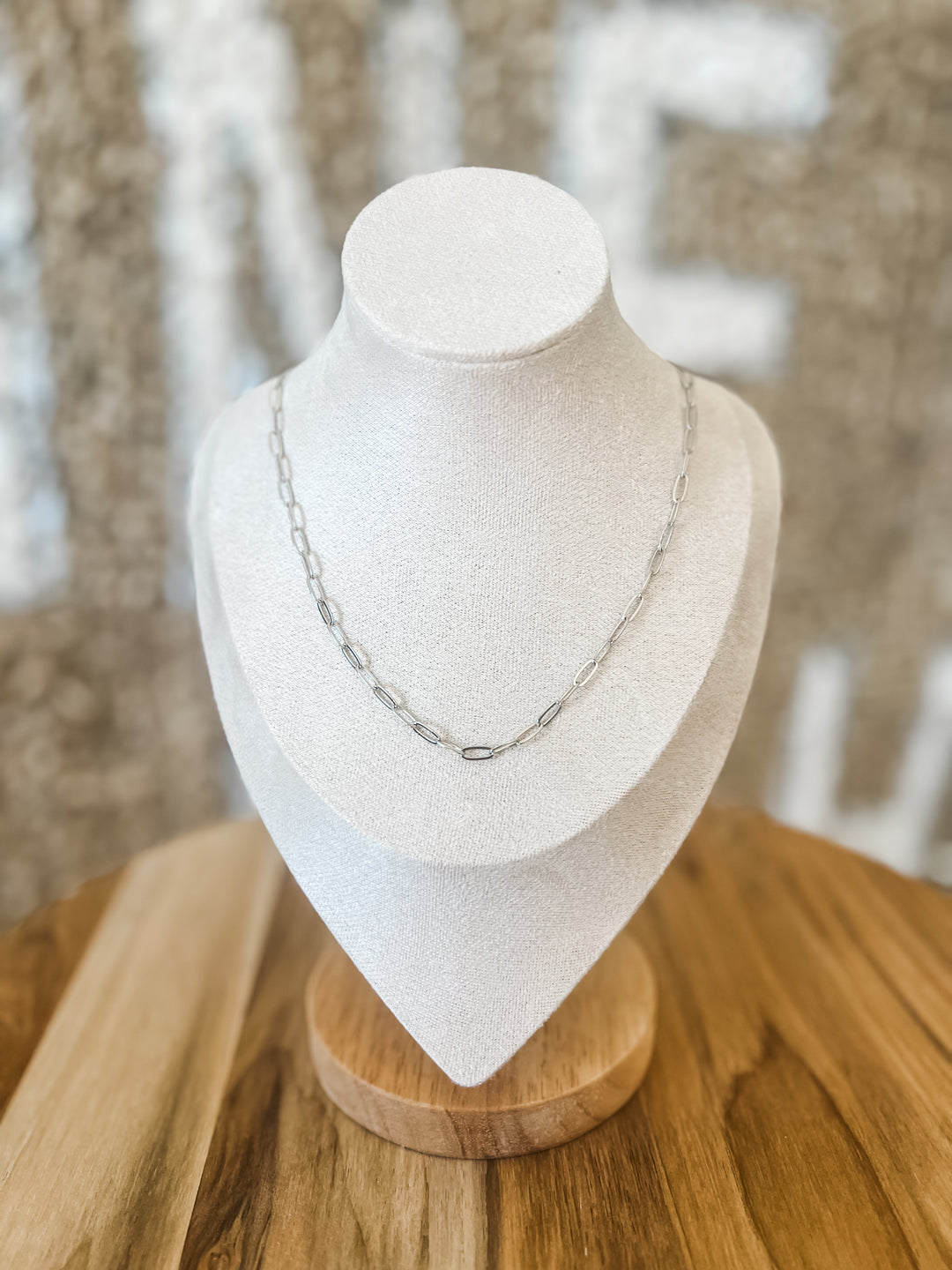 Silver paperclip necklace 
