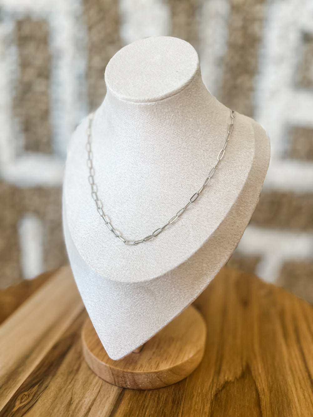 Silver paperclip necklace 