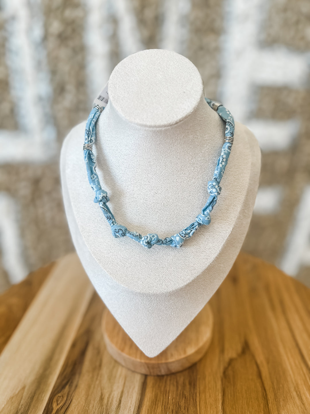 Blue bandana necklace