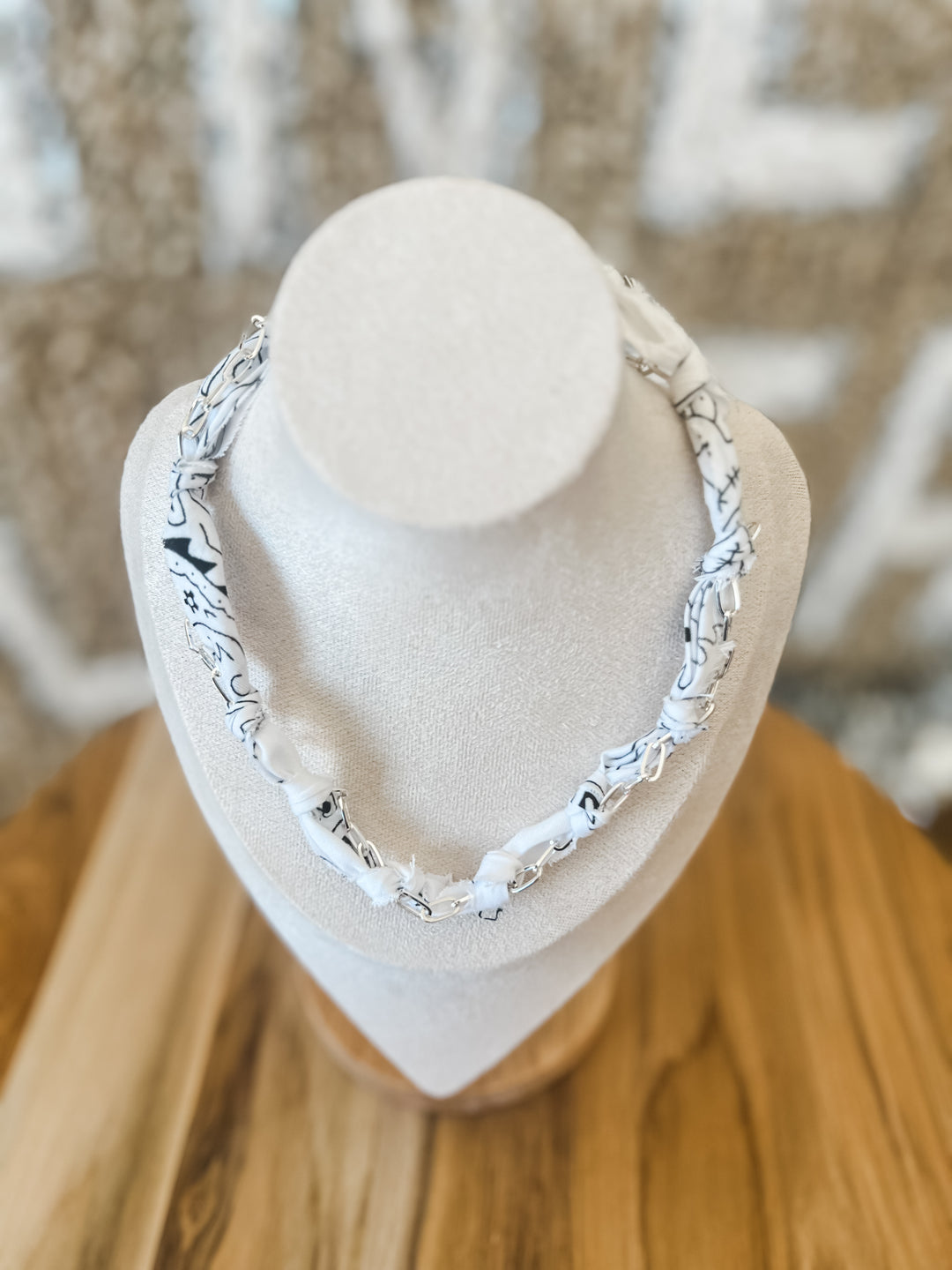 White bandana necklace