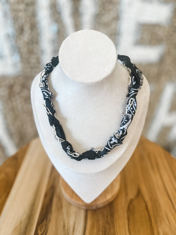 Black and white bandana necklace