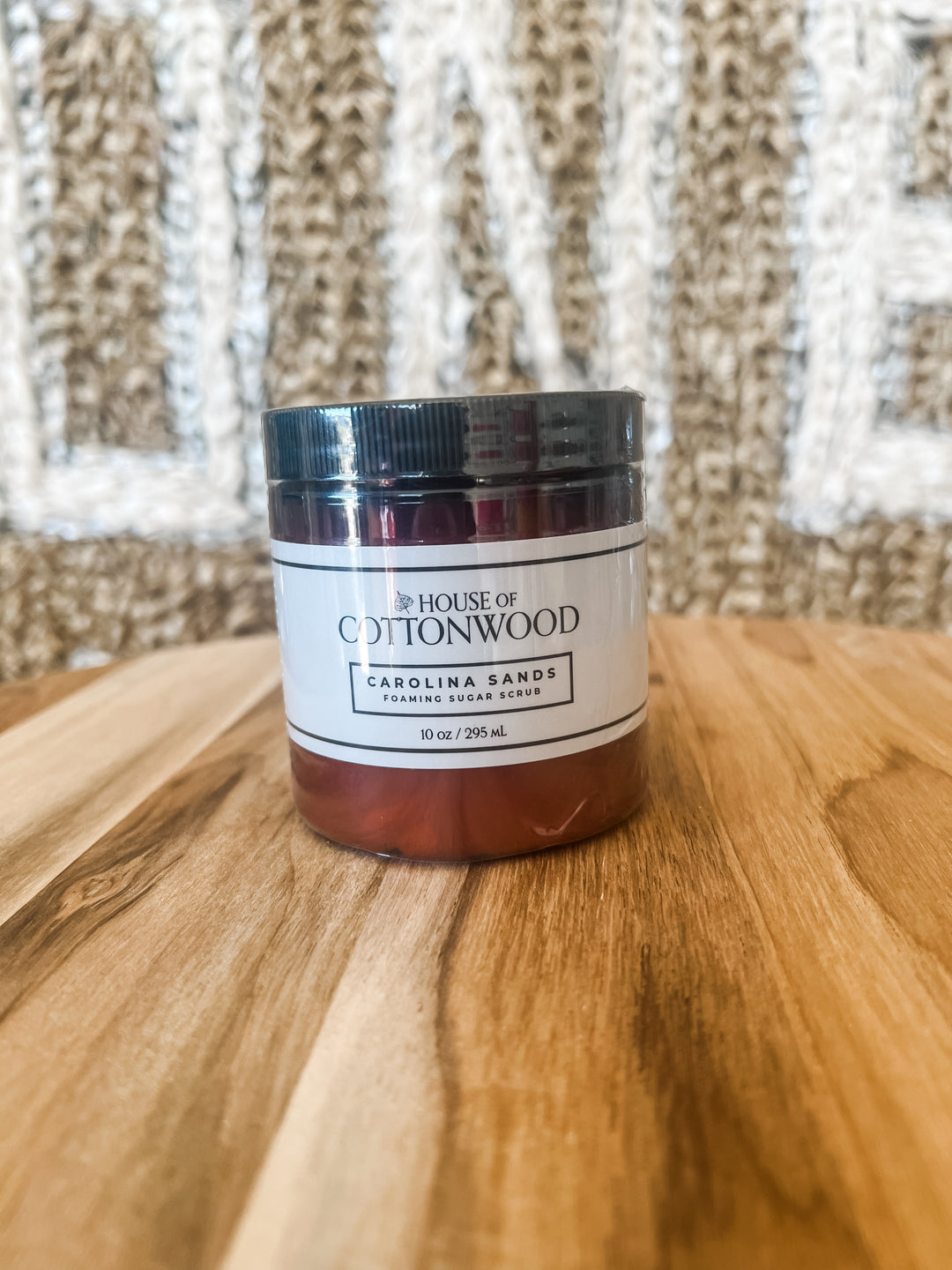 Jar of 'Carolina Sands' sugar scrub by The House of Cottonwood