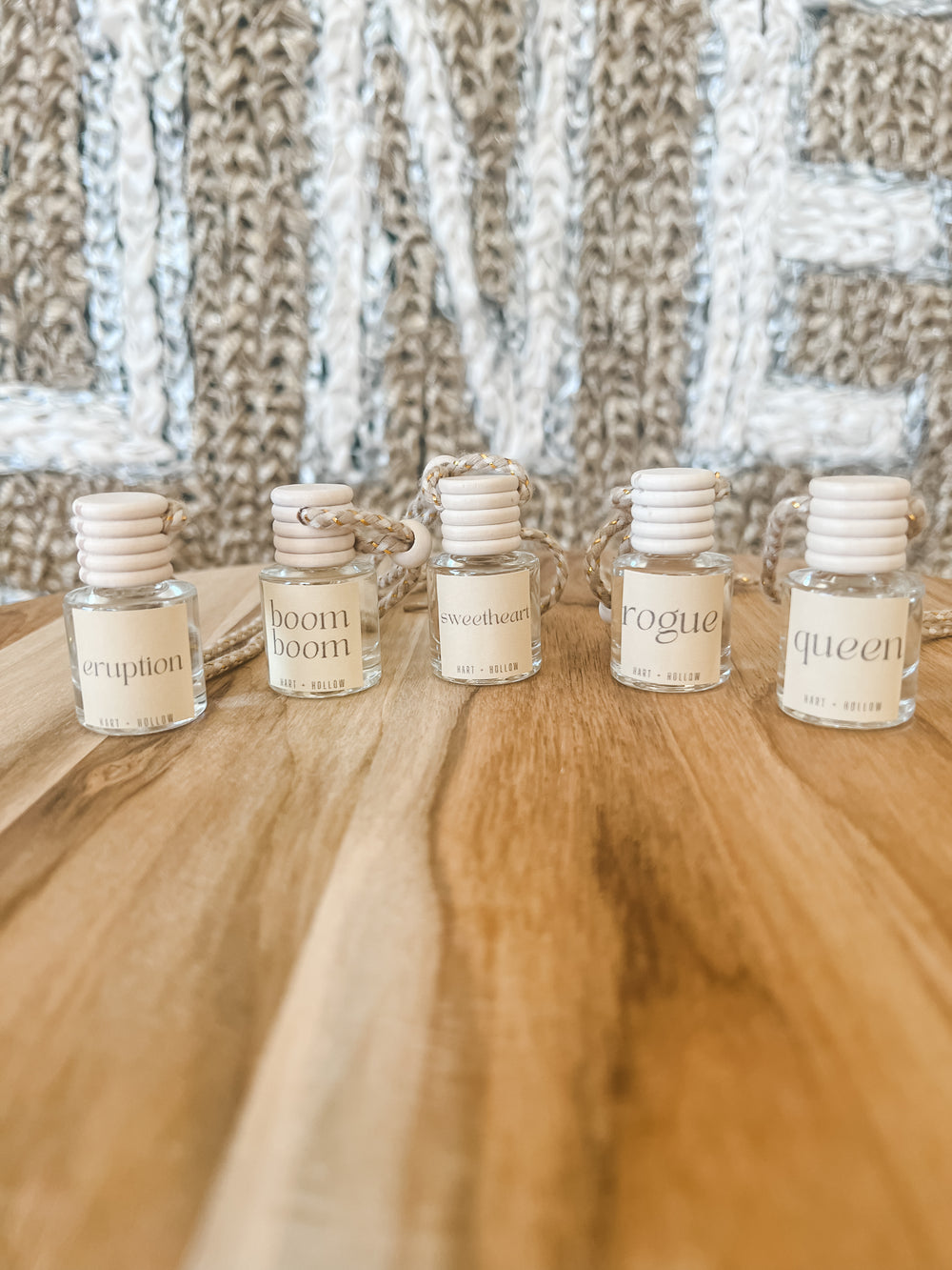 set of small bottles of various car scents