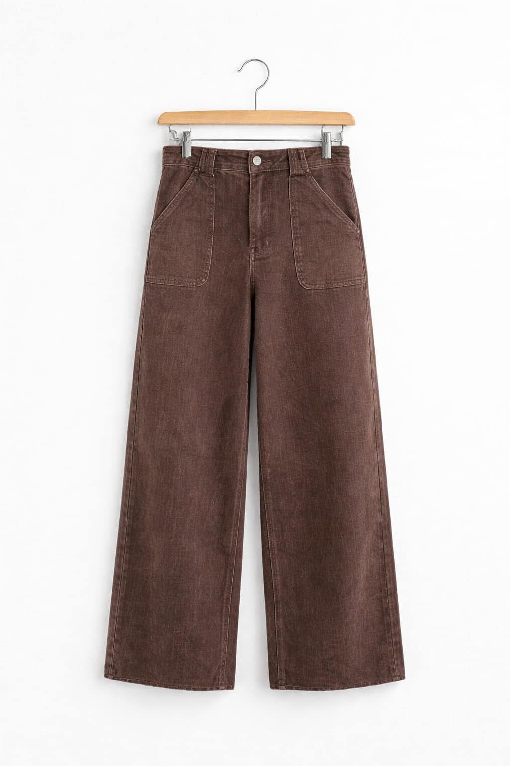 Brown wide leg high rise jeans