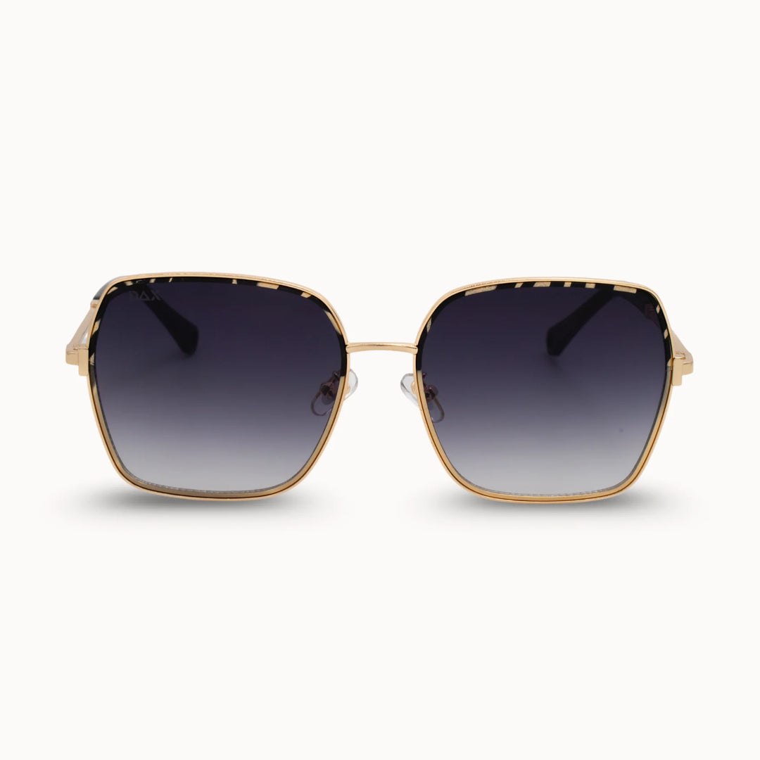 Gold-framed sunglasses with gradient lenses