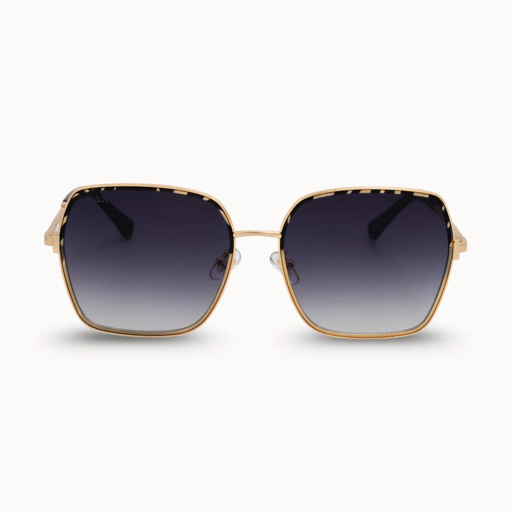 Gold-framed sunglasses with gradient lenses