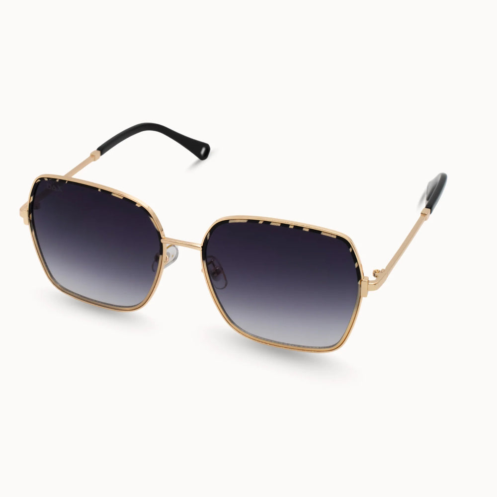 Gold-framed sunglasses with black gradient lenses 