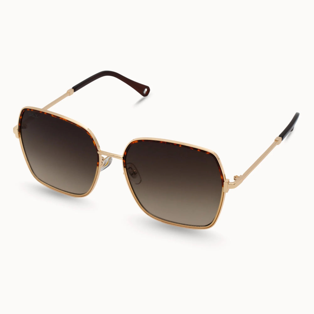 Sunglasses with gold frame and brown gradient lenses