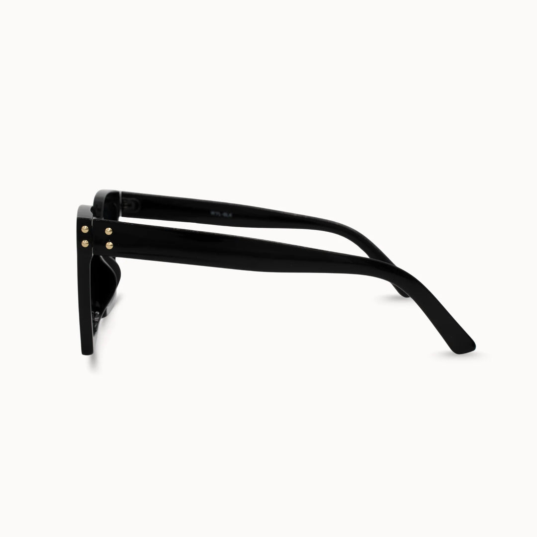 Black sunglasses with gold accents