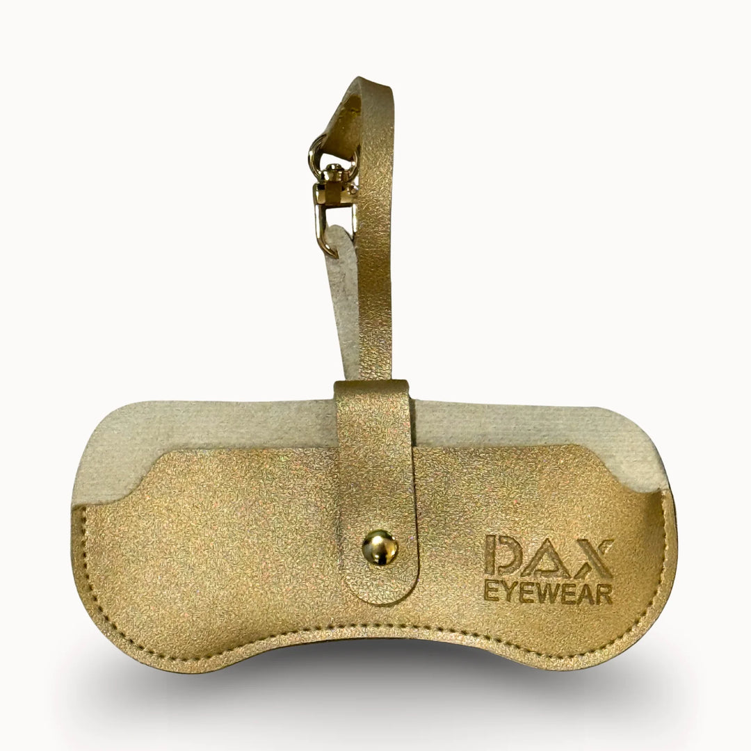 Gold eyewear/sunglasses case with &