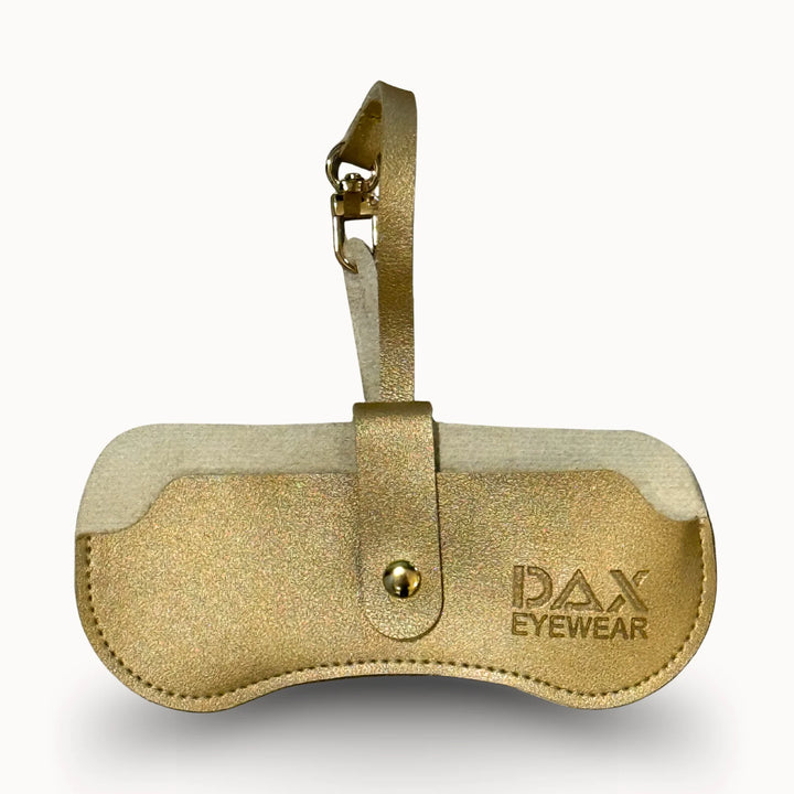 Gold eyewear/sunglasses case with &