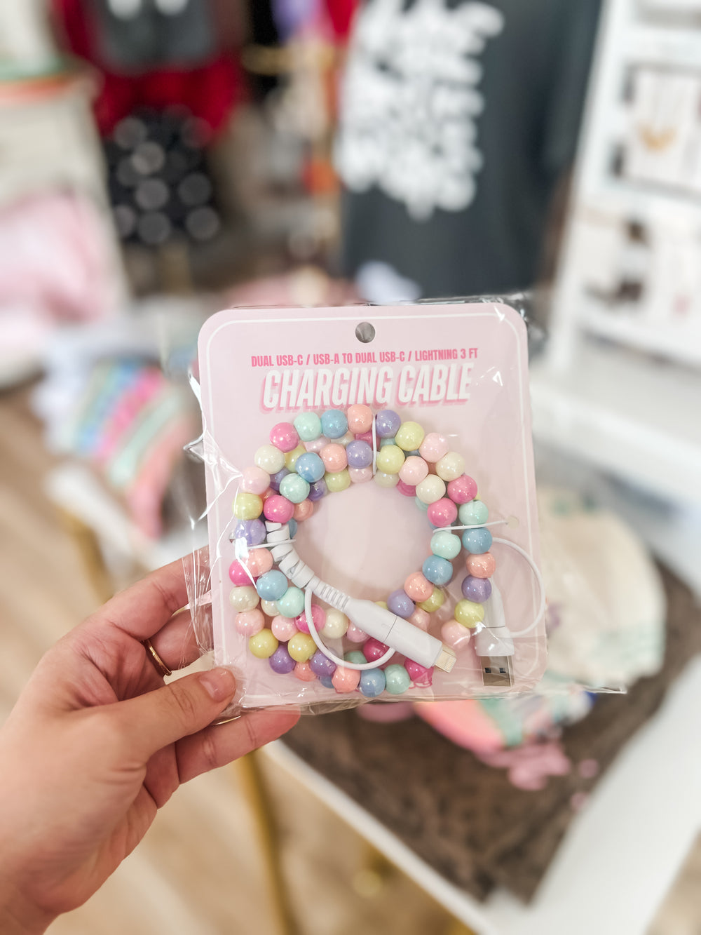 cute colorful beaded charging cable for iPhone and usb-c
