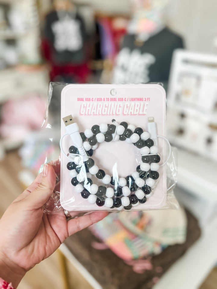 cute black and white charging cable for iPhone and usb-c