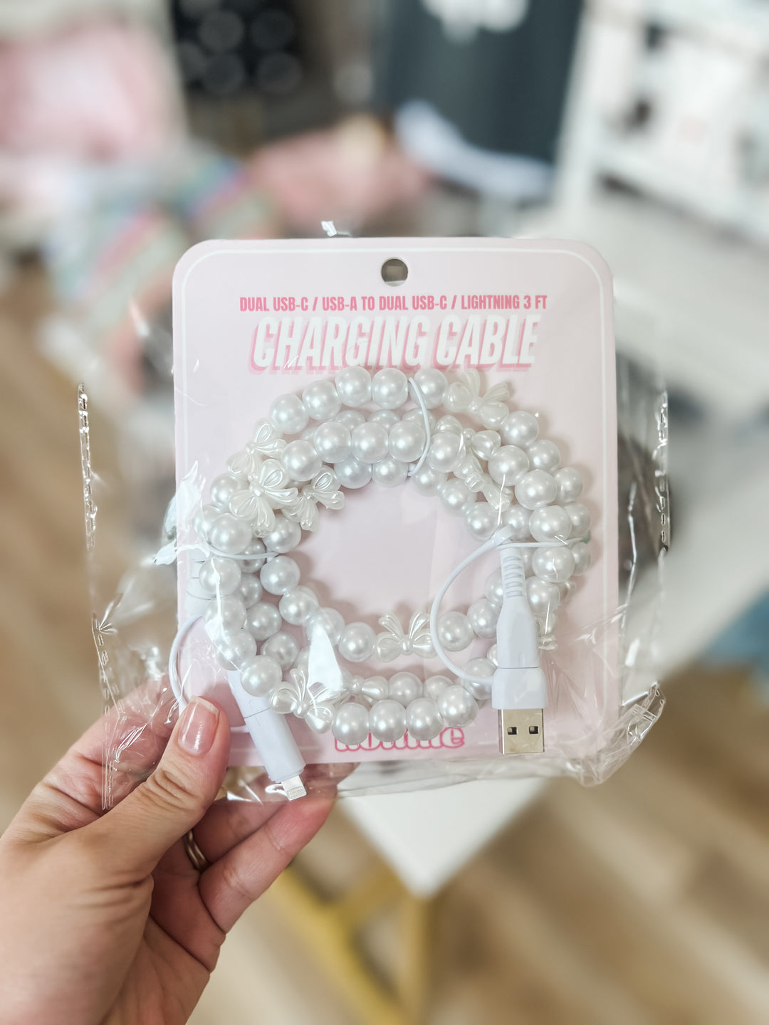 cute pearl charging cable for iPhone