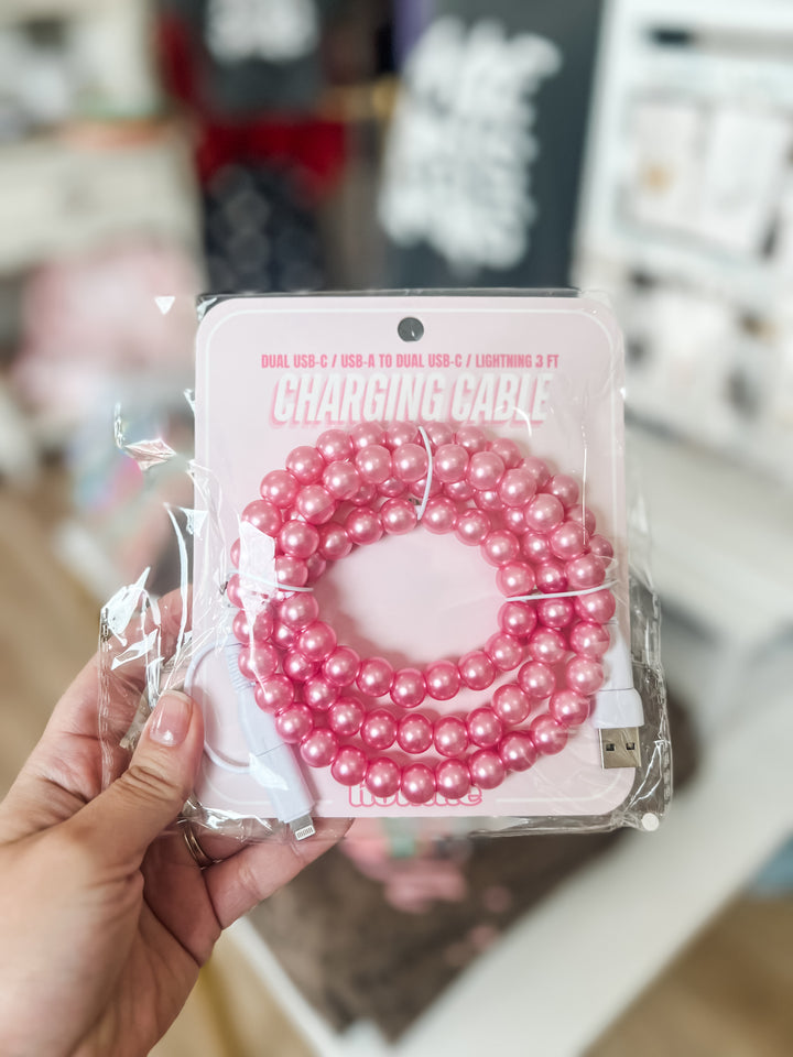 cute pink charging cable for iPhone