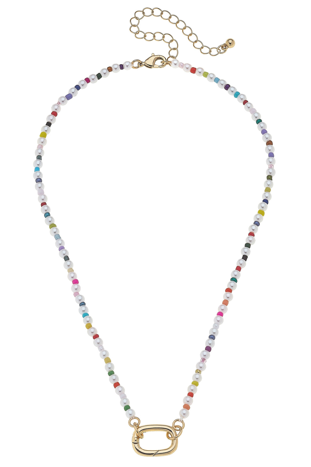 Pear and color beaded charm necklace with  adjustable charm clasp 