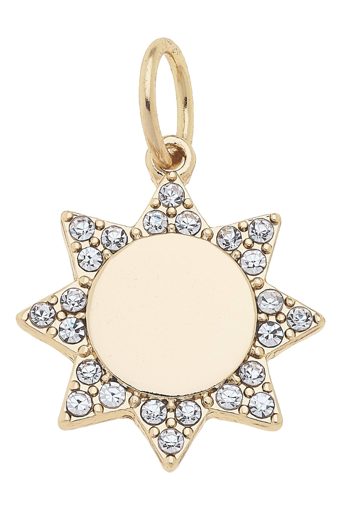 Gold star like charm with rhinestone accents