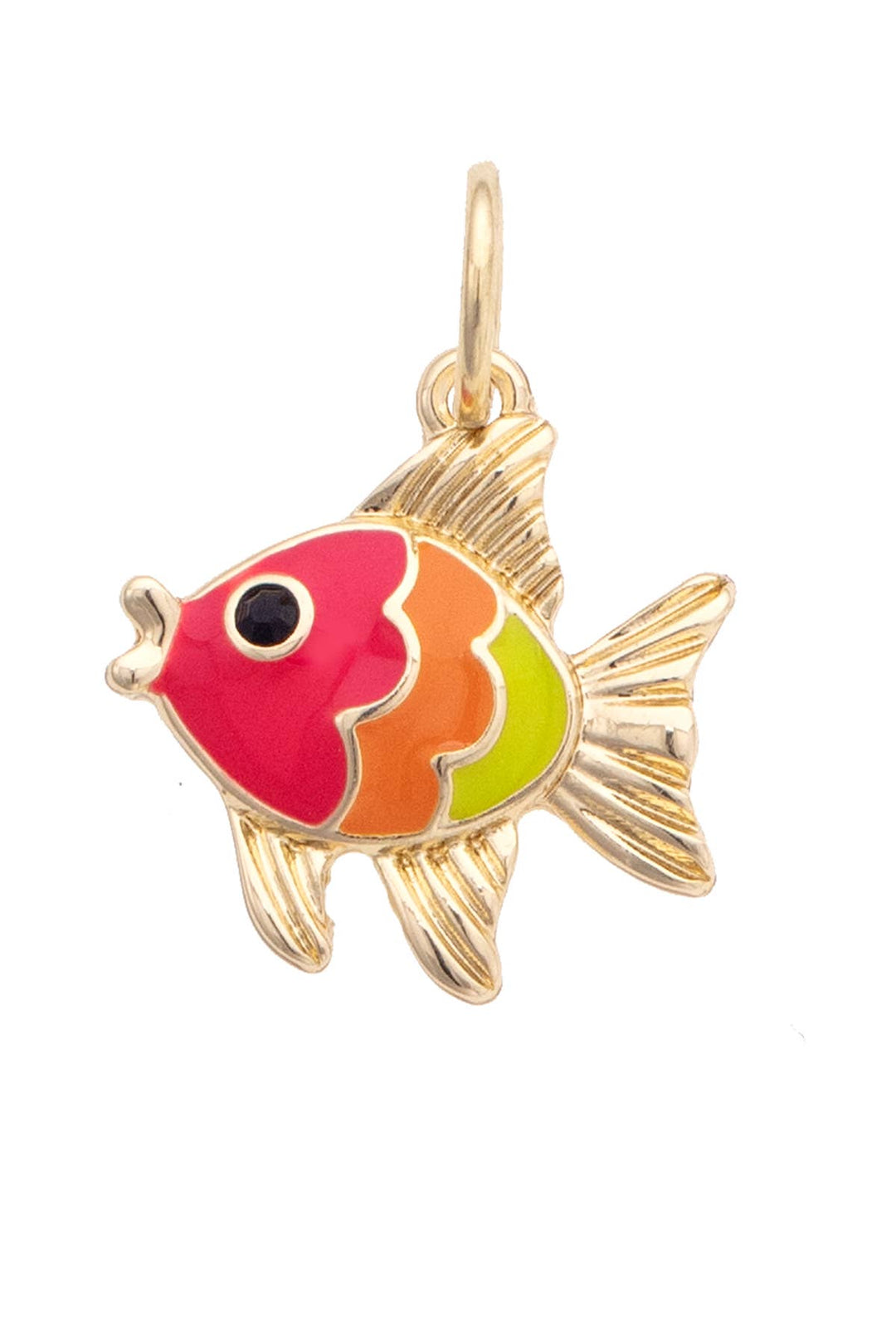 Colorful fish-shaped charm with gold frame