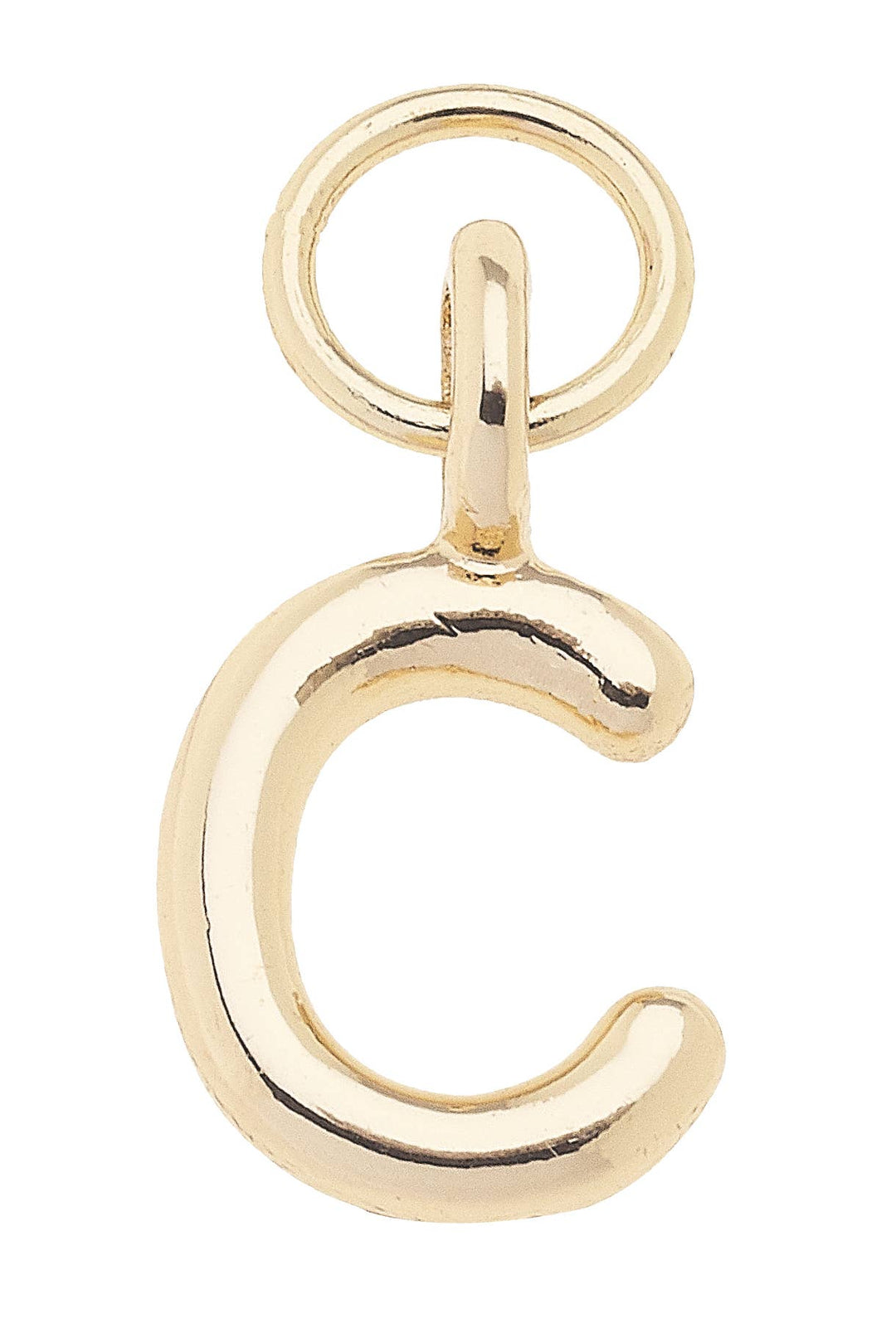 Gold letter 'C' pendant charm on a white background