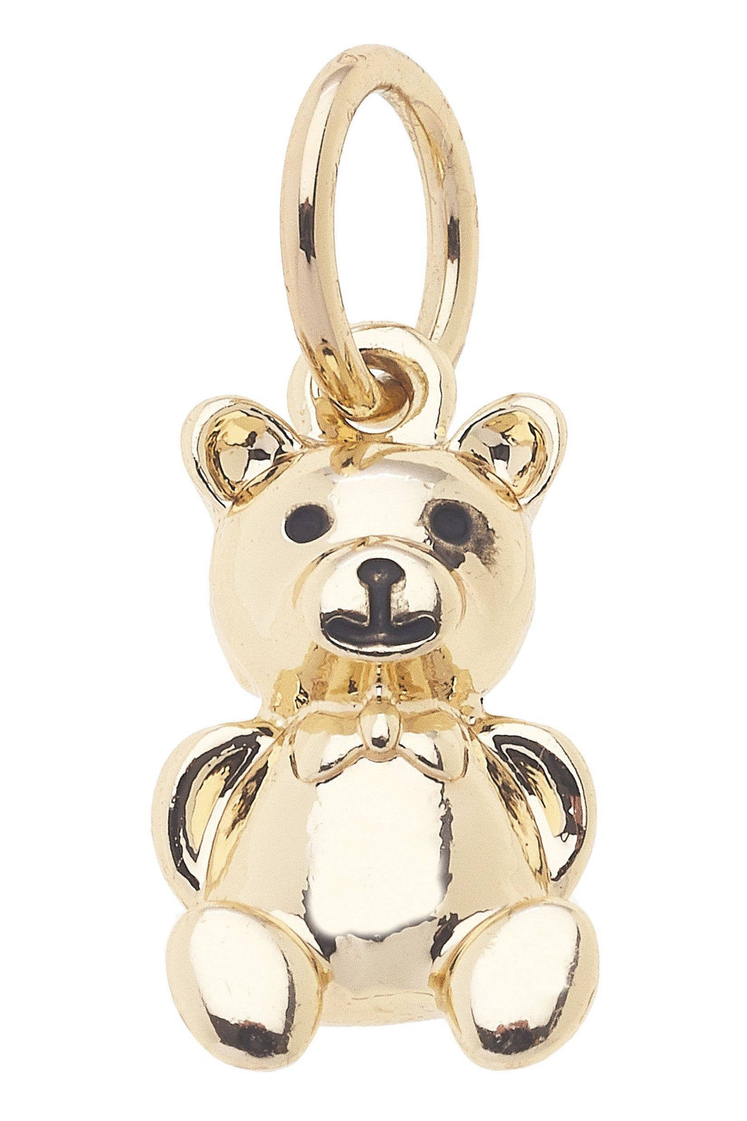 Gold teddy bear charm on a white background