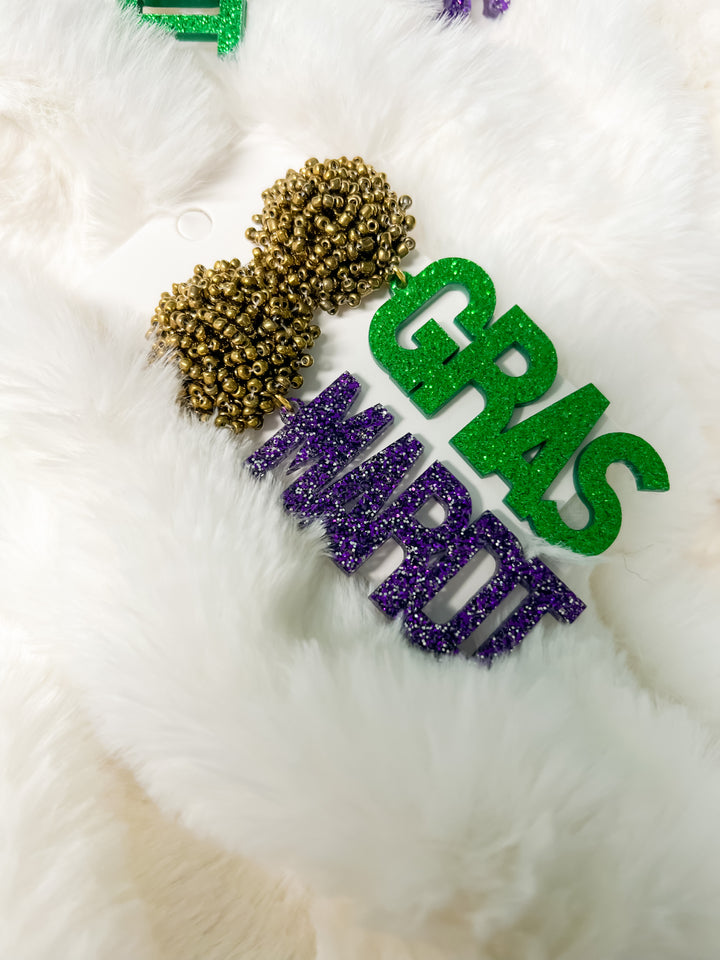 Embellished Mardi Gras Earrings