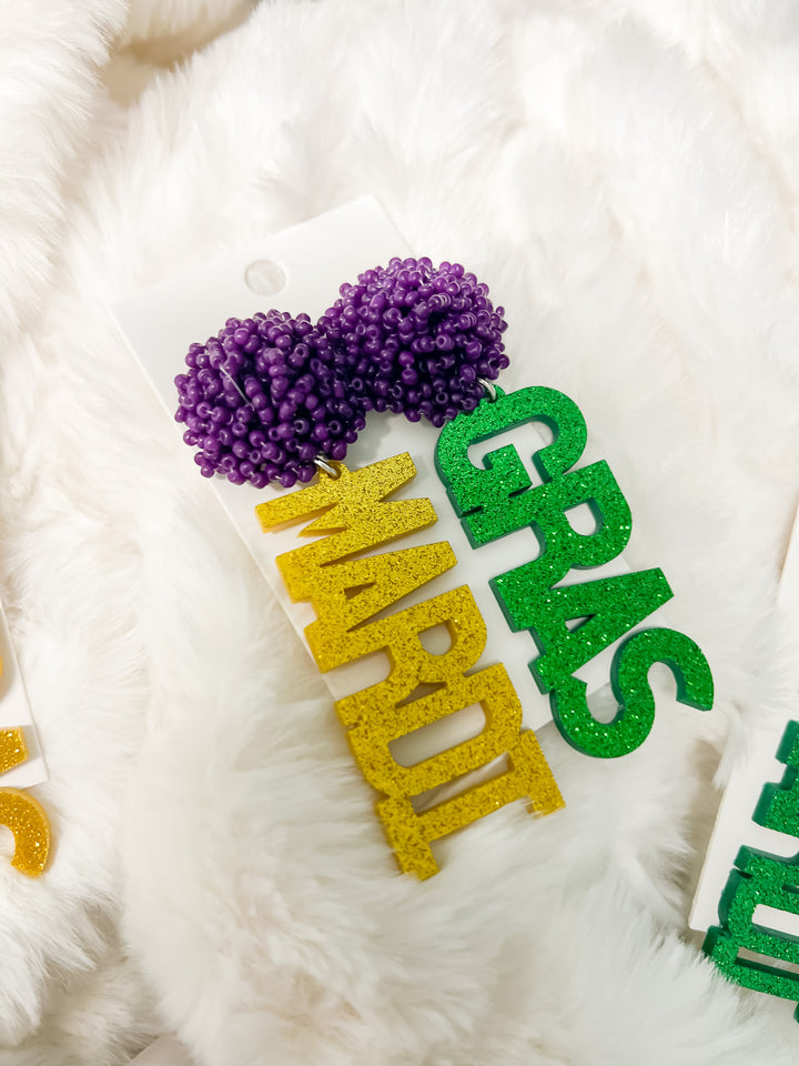 Embellished Mardi Gras Earrings